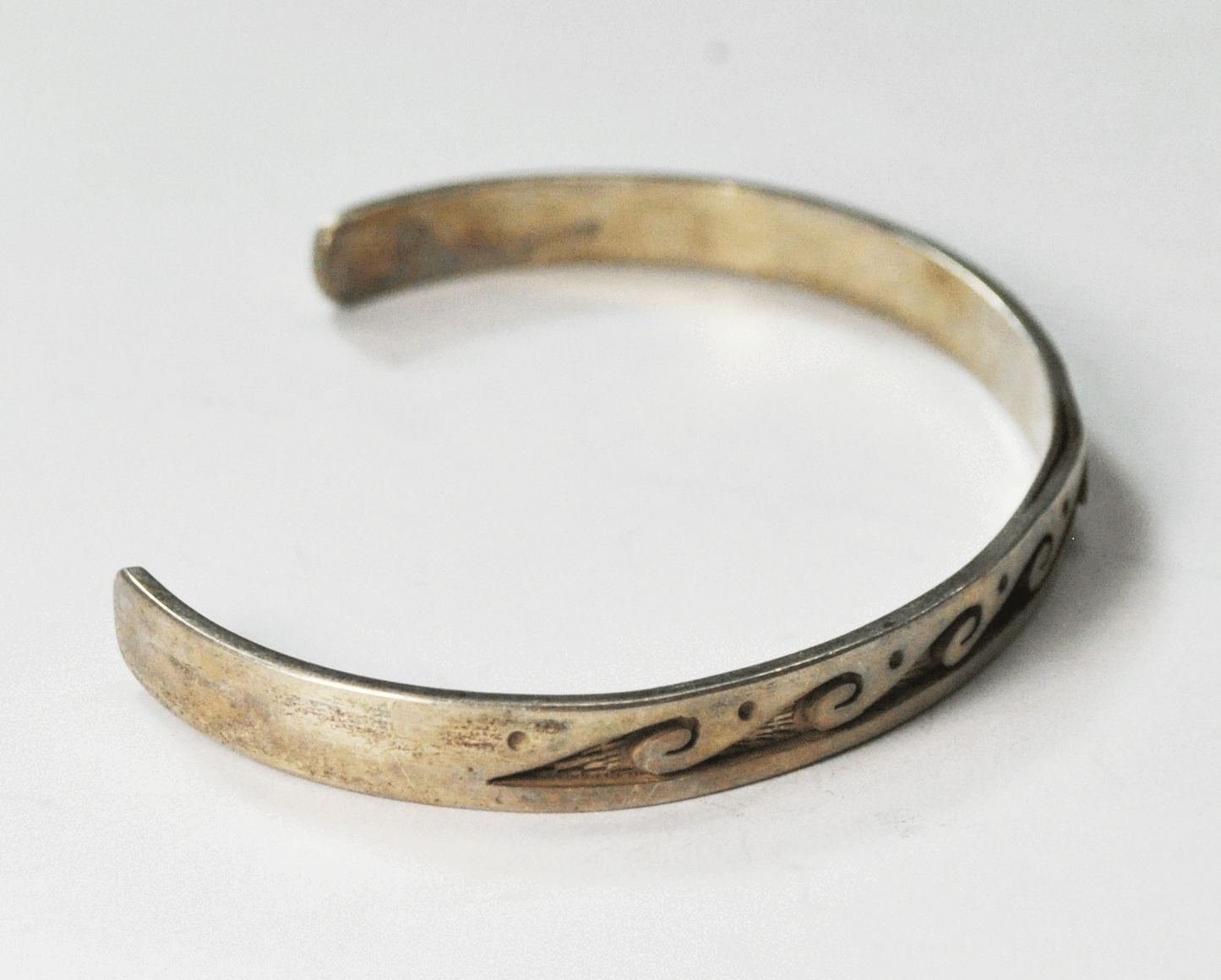 Sterling Wave 6mm Cuff Bracelet 5-3/4" Eagle Sun Maker Mark