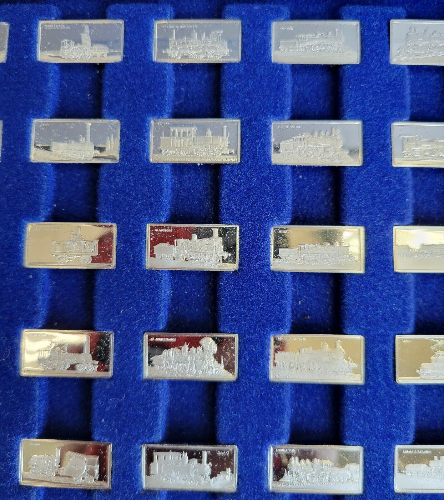 50pc. International Locomotive Miniature Sterling Bar Collection Franklin Mint