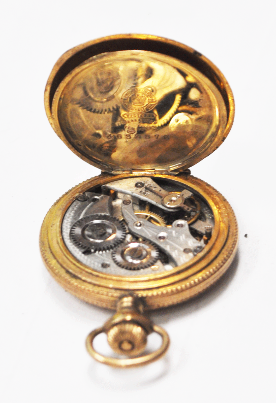 Alpine Pocket Watch Size 0 Not Running 10yr Gold Filled Hunters Case Pink Dial