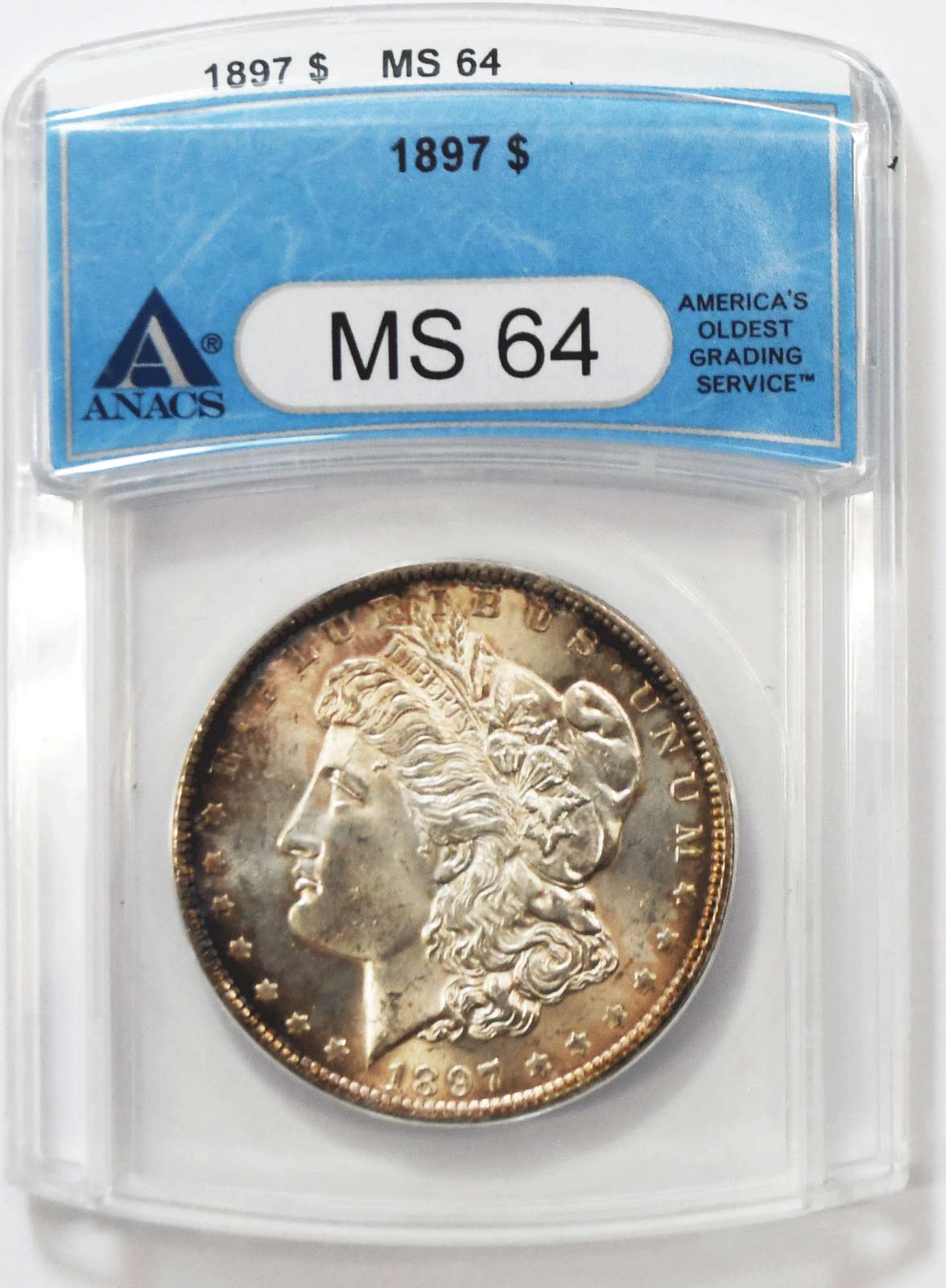 1897 $1 Morgan Silver One Dollar US Coin Philadelphia ANACS MS64