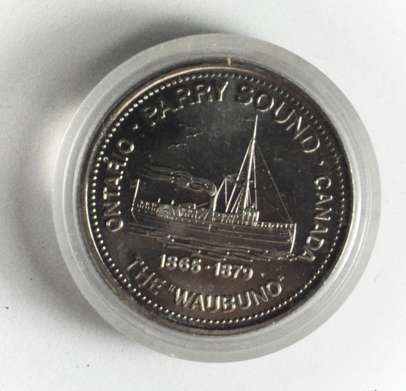 1983`$1 Canada Trade Dollar 34mm PS I Love You Heart Georgian Bay Parry Sound