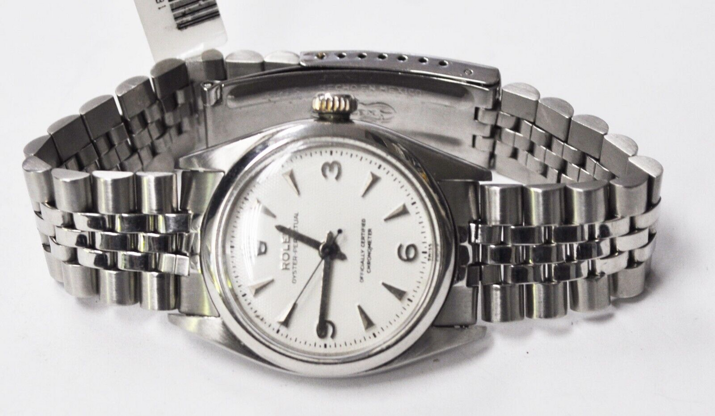 1954 Men's Rolex 6580 34mm Automatic 1030 Oyster Perpetual White Dial