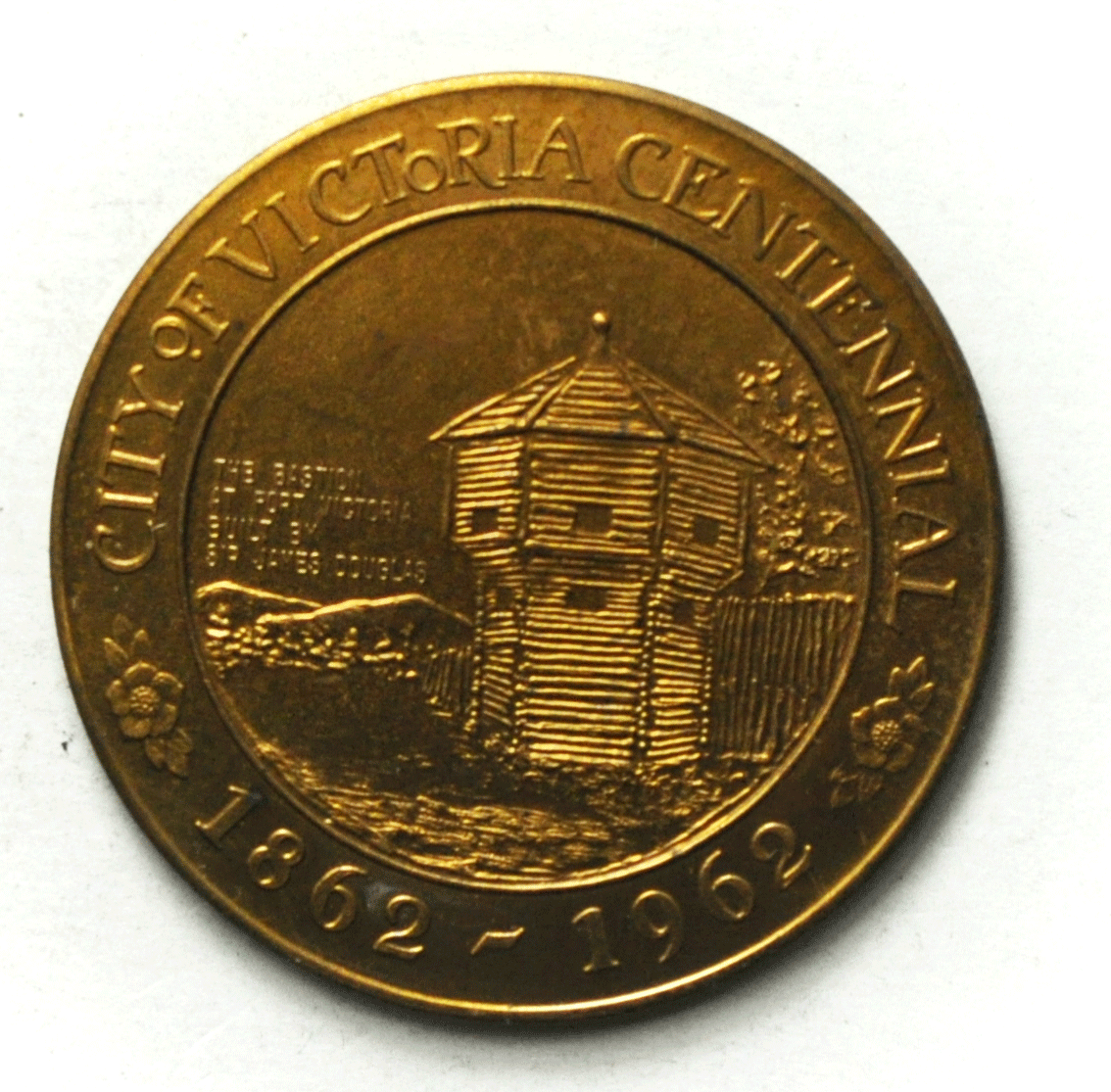 1962`Canada $1 Trade Dollar 39mm Victoria Centennial Souvenir Fort