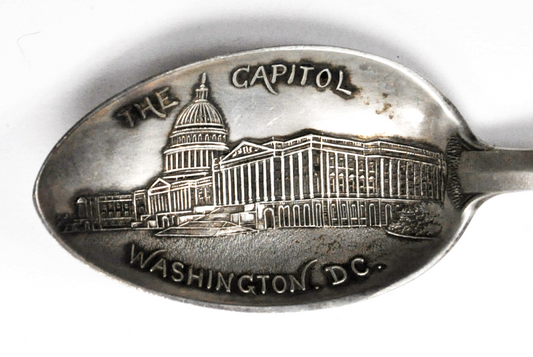 Sterling Silver Mechanics Washington Monument Capitol Souvenir Spoon 6"