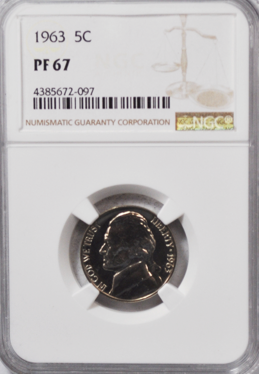 1963 5c Jefferson Proof Nickel NGC PF67 Gem Uncirculated Philadelphia