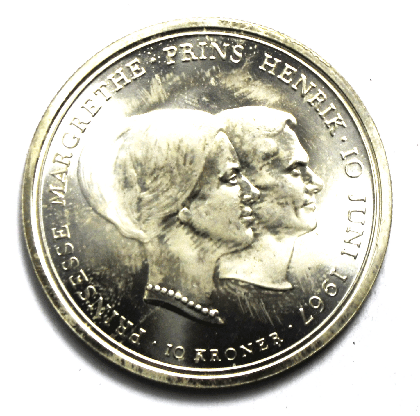 1967 (h) C S Denmark 10 Kroner KM# 856  Uncirculated