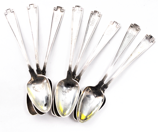 Set of 8 Etruscan by Gorham Sterling Silver 5-7/8" Teaspoon Spoons