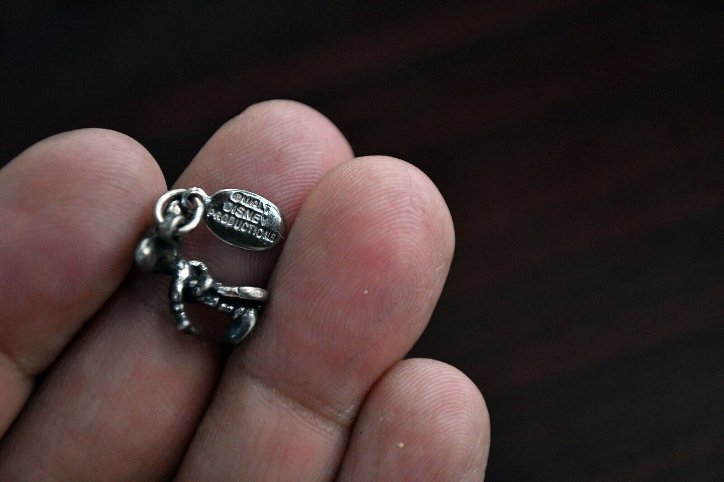 Vintage Signed Mickey Mouse Sterling Silver .925 Charm Pendant 5/8"