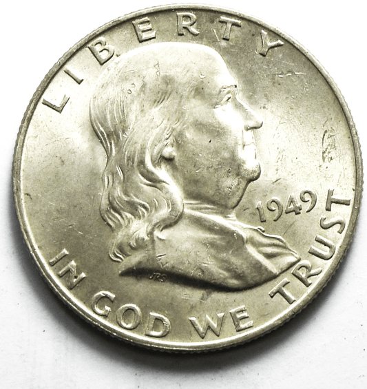 1949 D 50c Franklin Silver Half Dollar Fifty Cents Denver AU