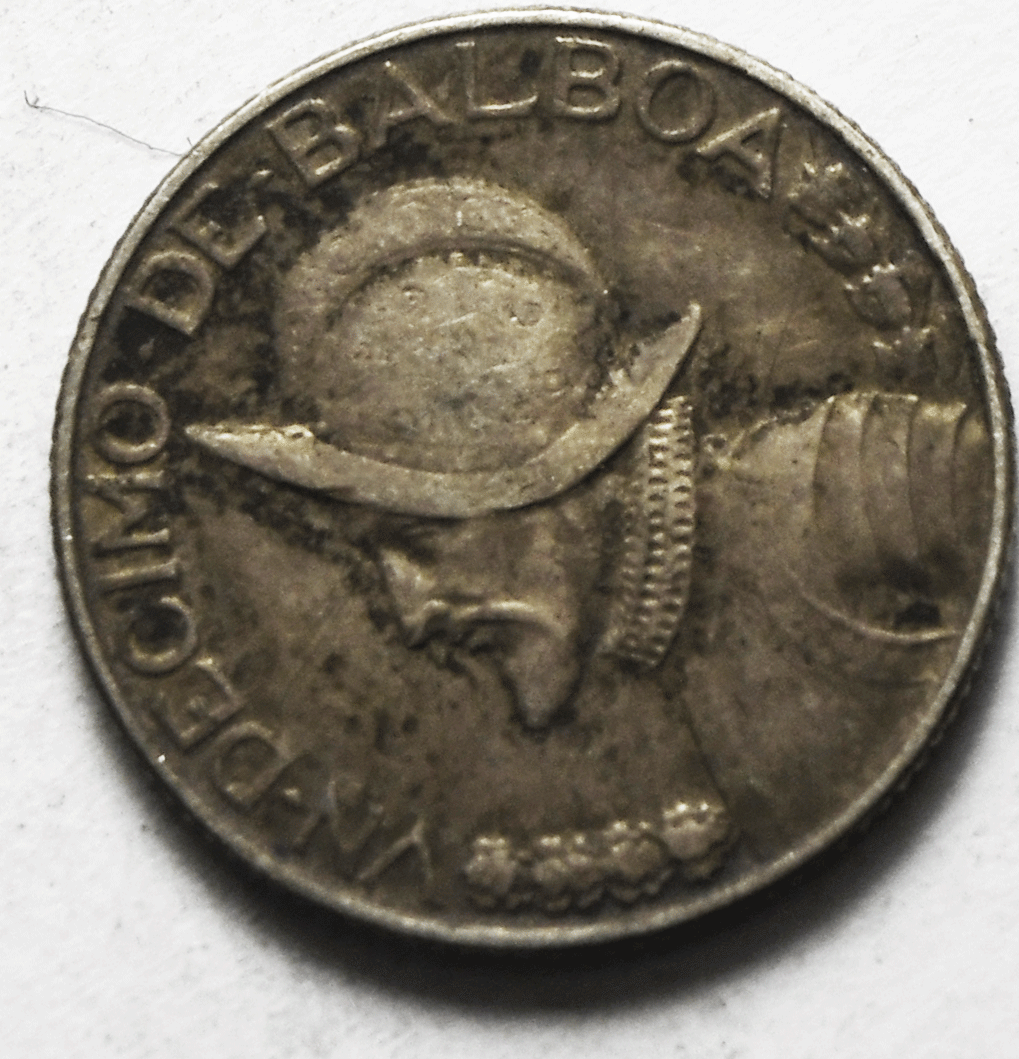 1931 Panama 1/10 Tenth Balboa KM# 10.1 Silver Coin