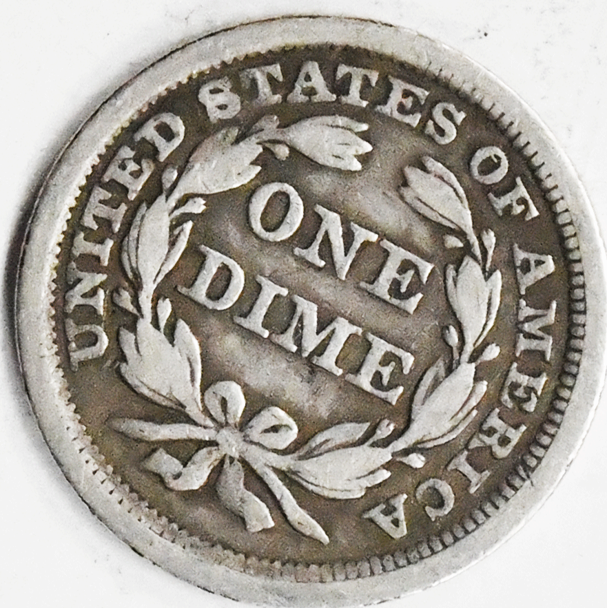 1857 10c Seated Liberty Silver Dime Ten Cents Philadelphia