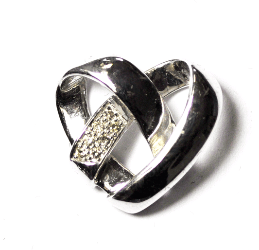 Beautiful Samuel Benham White Gold 14k Pretzel Heart Diamond Slider Pendant 22mm