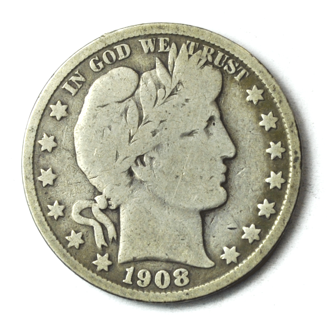 1908 S 50c Barber Silver Half Dollar Fifty Cents US San Francisco