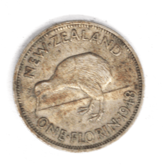 1948 New Zealand One Florin KM# 19 Copper Nickel
