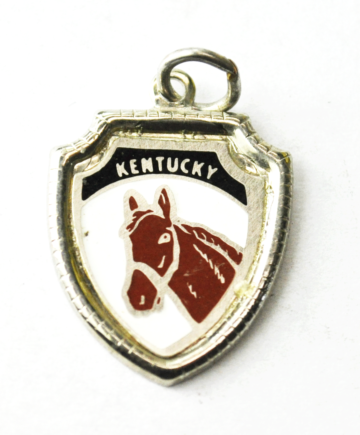 Kentucky Thoroughbred Horse Enamel Shield Charm  21mm Rosecraft