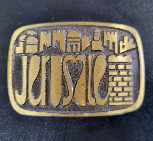 1979 Vintage Jerusalem Brass Belt Buckle Israel Hand Made Buckler