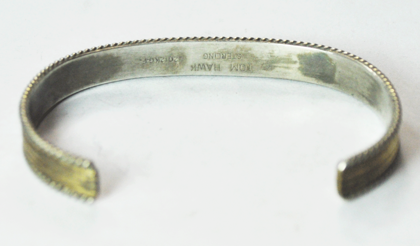 Sterling Silver Tom Hawk GF Cuff Bracelet 8mm 7" Wrist 13.3g