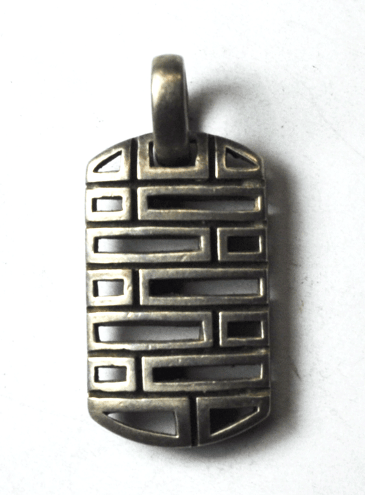 Sterling Silver Zina Brick Filigree Maze Slotted Pendant 34mm x 16mm