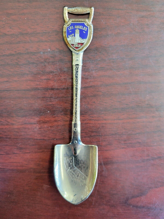 Souvenir Spoon Los Angeles California Enameled Shield Shovel