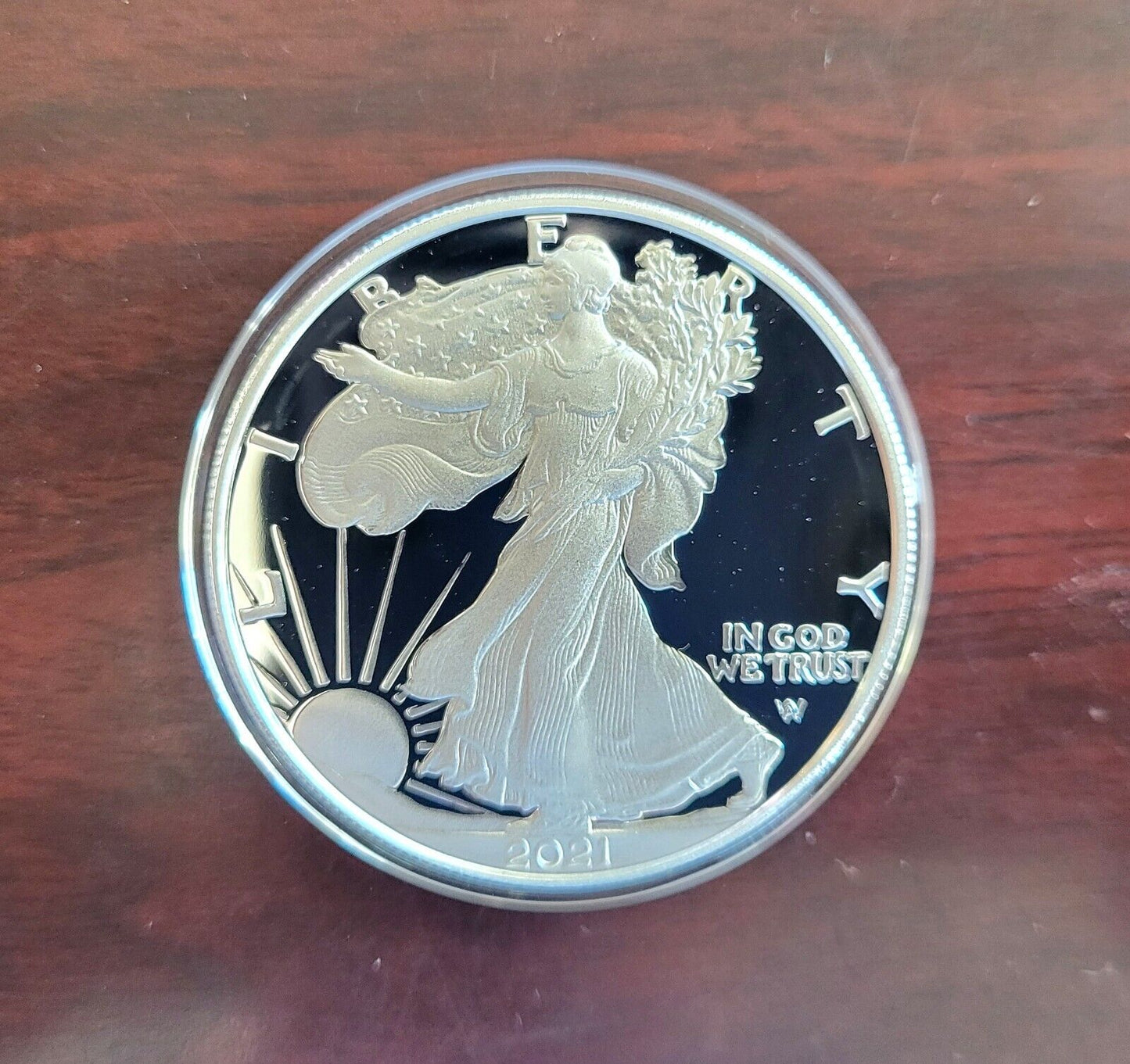 2021 W Silver Proof American Eagle Type 2 in Acrylic Capsule No Box
