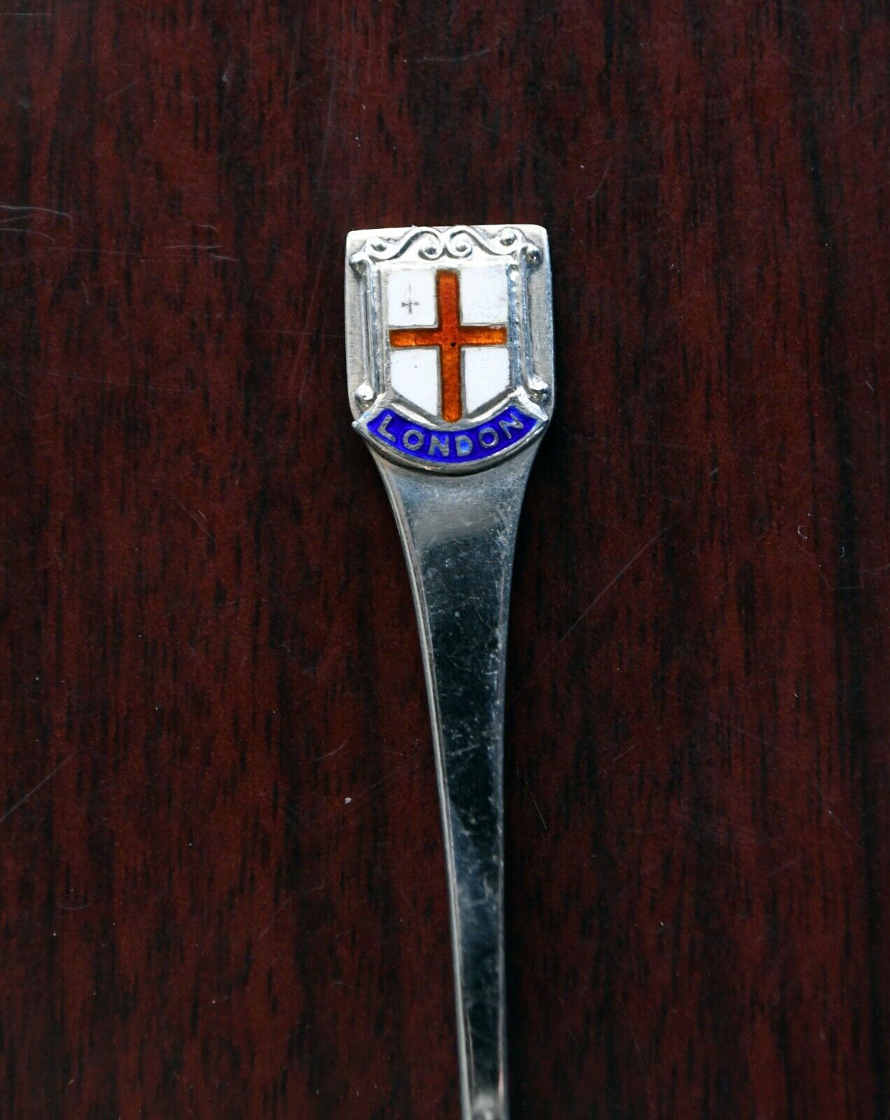 1954 London England Sterling Silver 3 5/8" Enameled Souvenir Spoon .27 oz. T&S