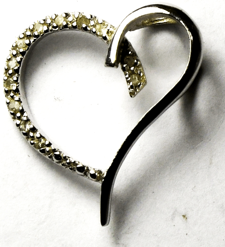 Sterling Silver JJT CZ Heart Valentines Slider Pendant 21mm x 20mm