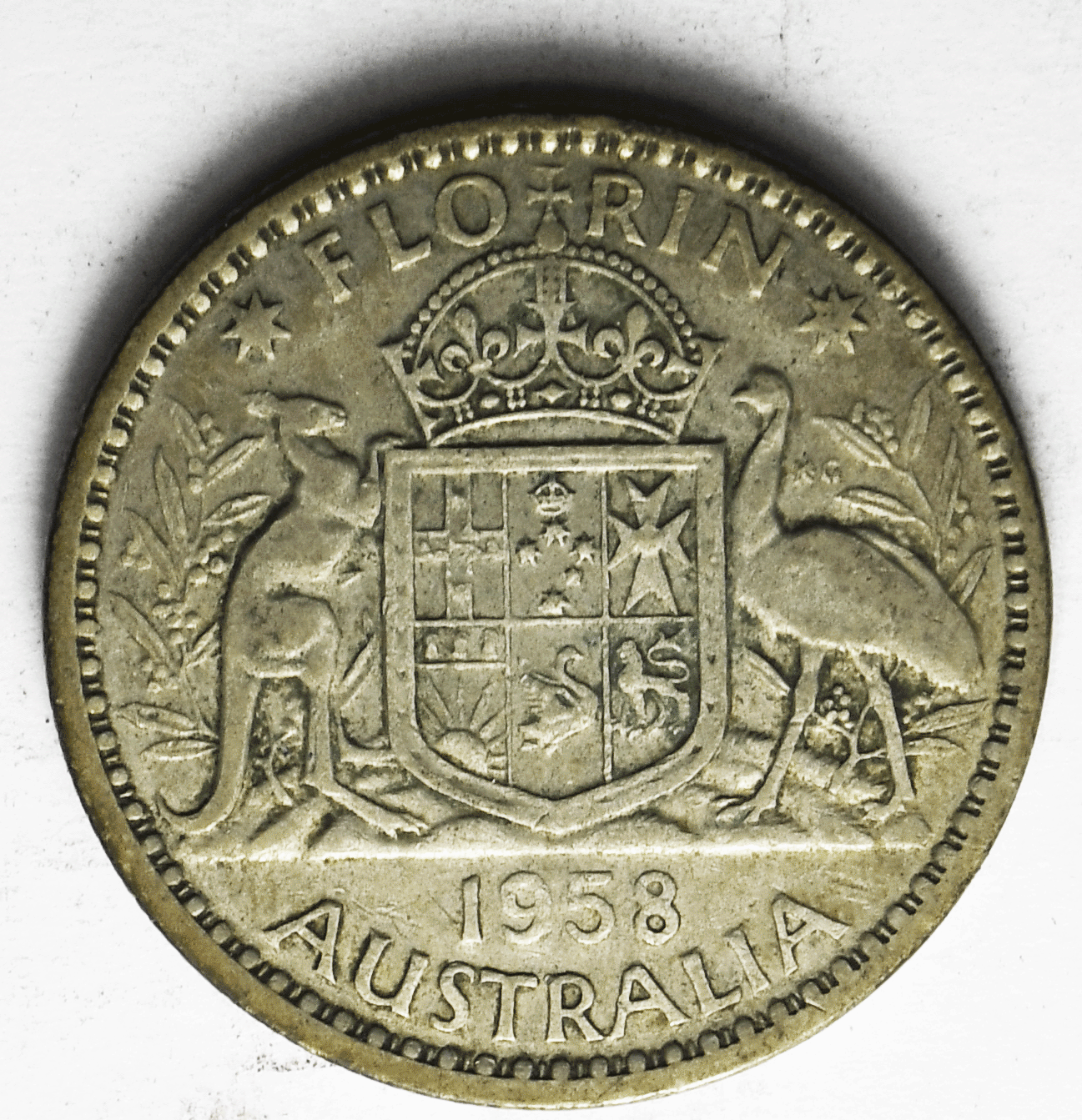 1958 Australia Florin Silver Coin KM# 60