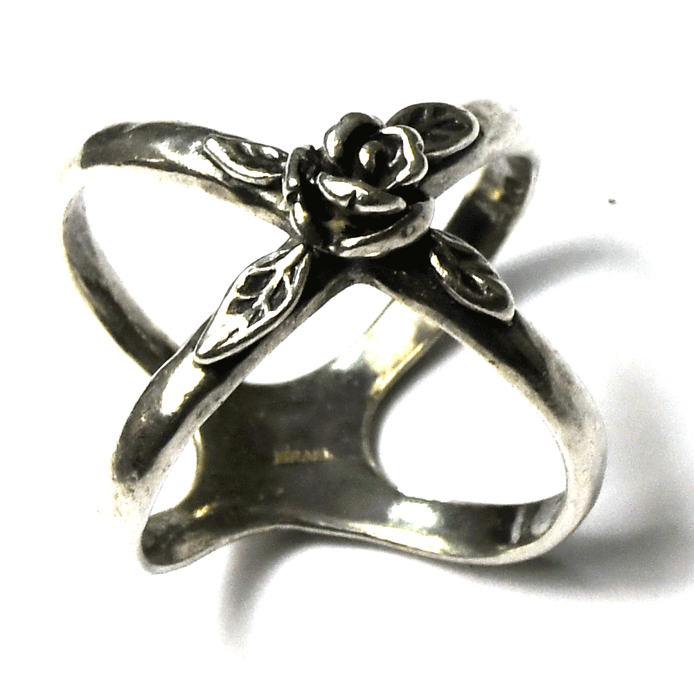 Sterling Silver Or Paz Criss Cross Over Flower Ring 19mm Size 7