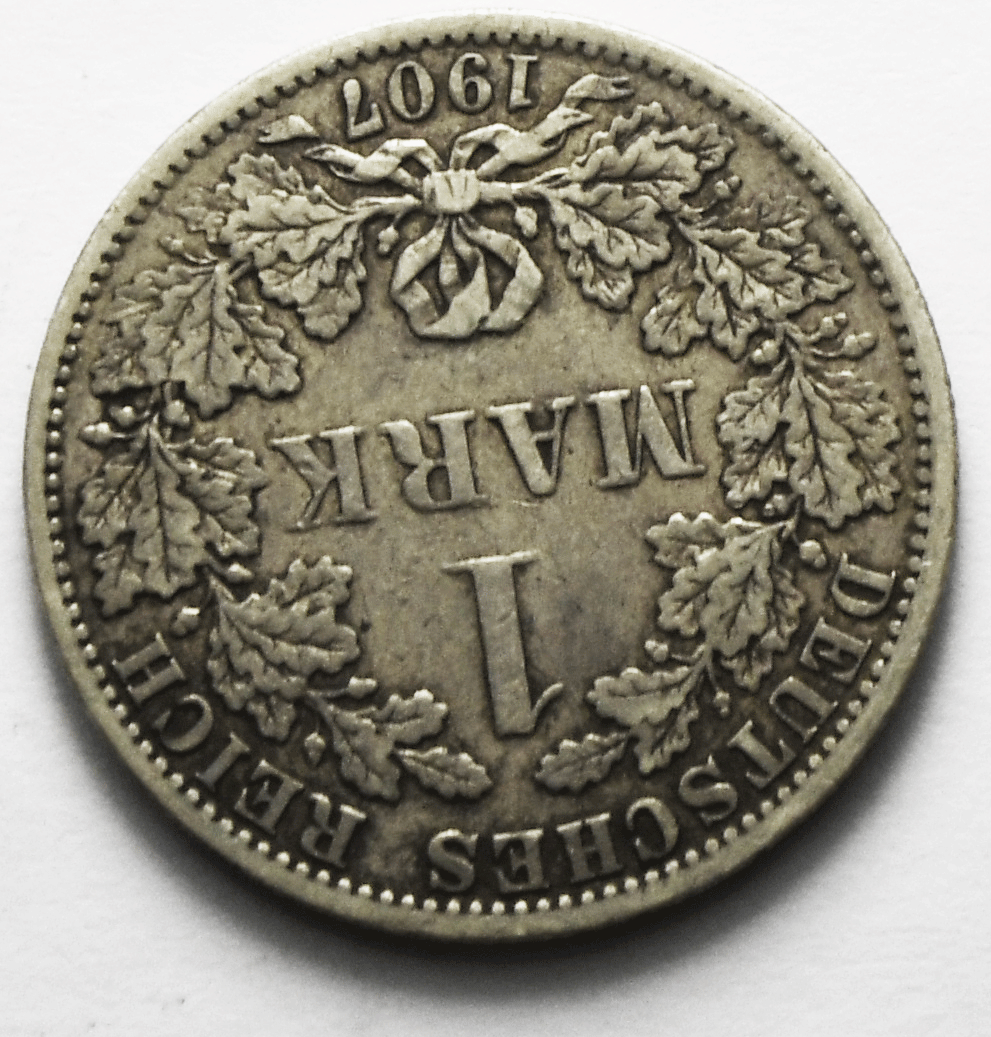 1907 A Germany Empire Silver One Mark Coin KM# 14