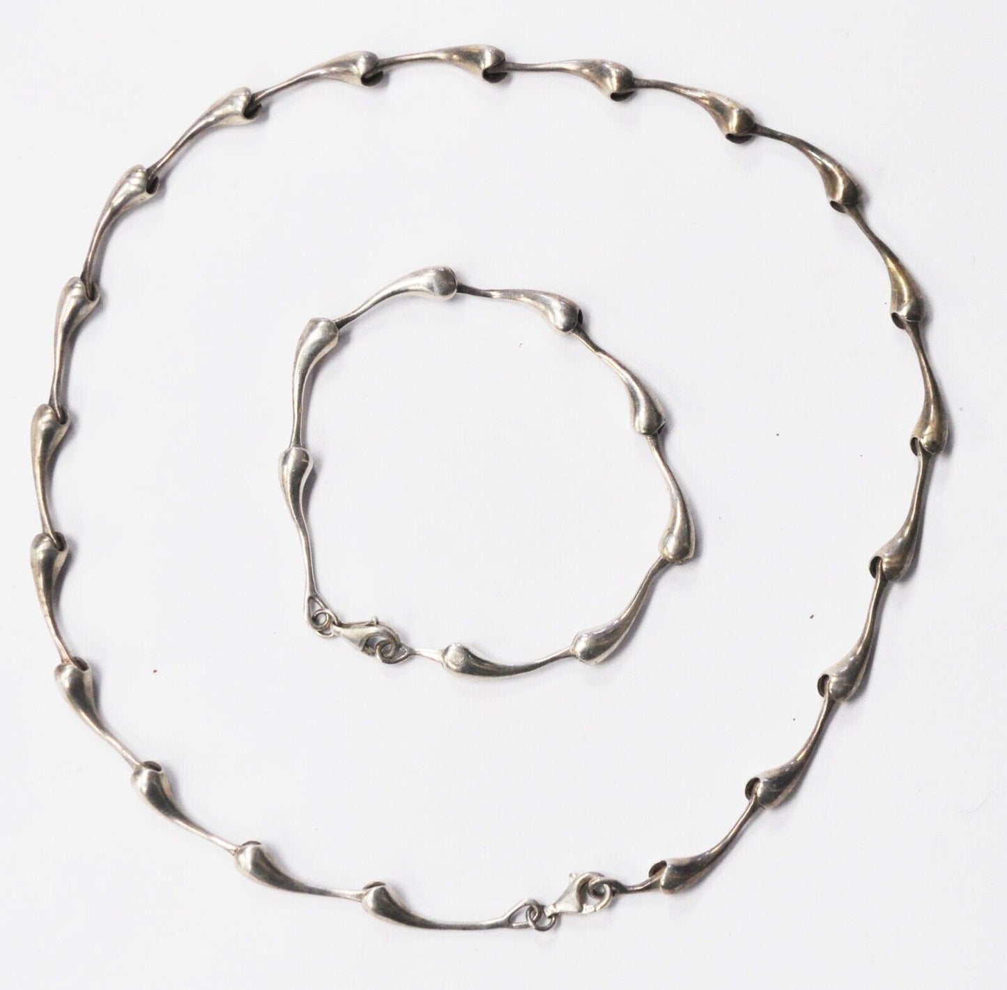 Sterling Silver 6mm Teardrop Link 7" Bracelet & 16" Necklace