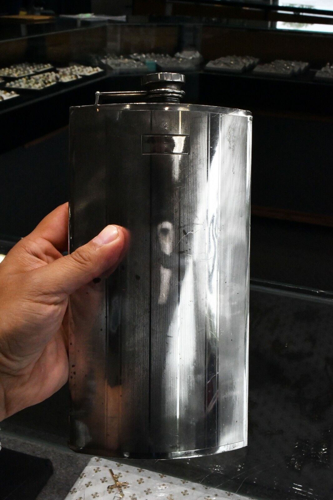 Solid Sterling by International Pint Gentleman's Flask 10.5 oz. Art Deco 8 7/8"