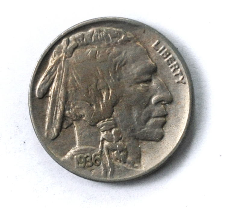 1936 5c Buffalo Nickel Five Cents US AU