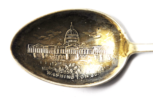 Sterling Silver Washington DC 3-D George Demitasse Souvenir Spoon 3-3/4"
