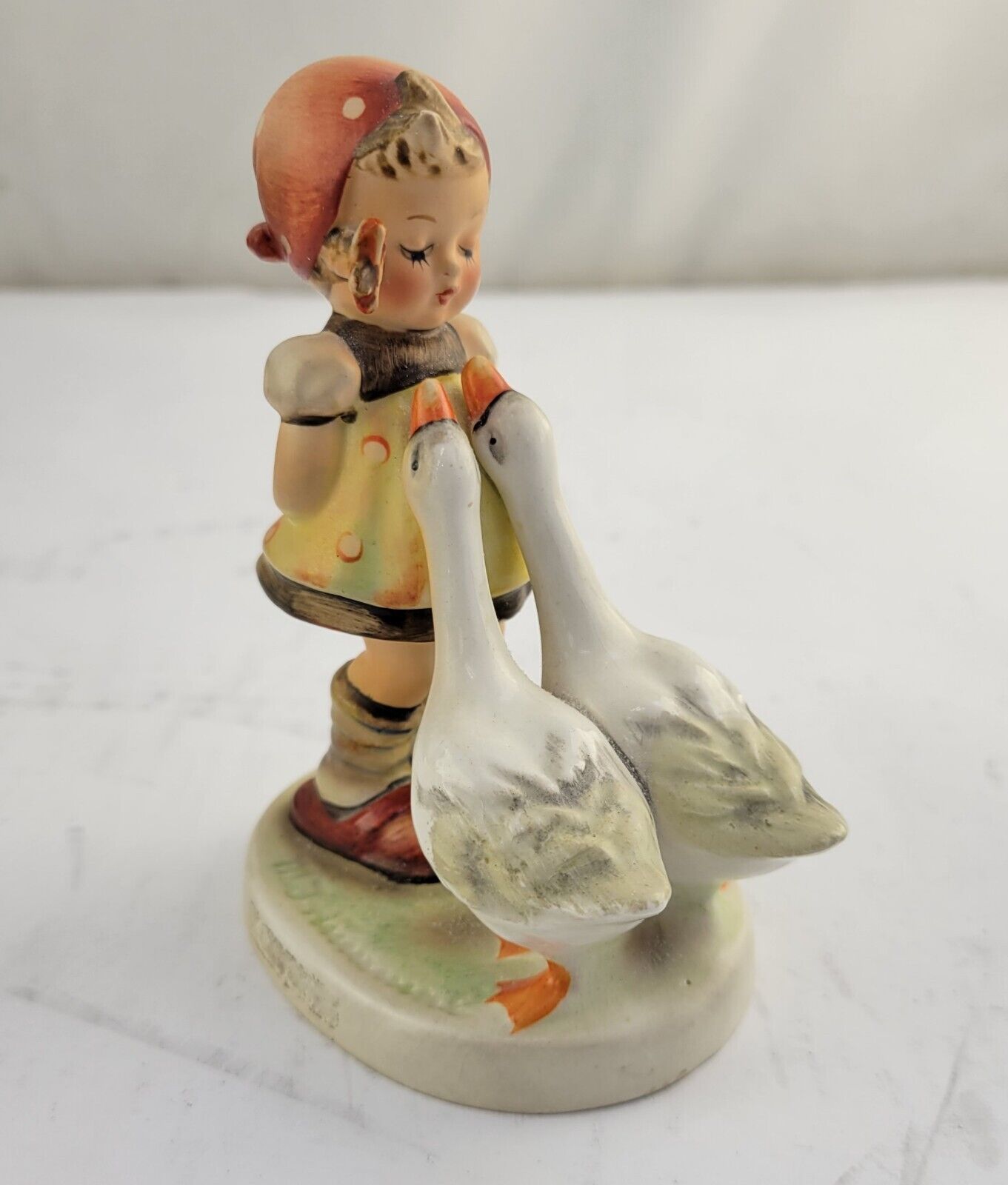 Hummel "Goose Girl" Figurine 47 3/0 TMK 2 Blue Bee Geese 4"
