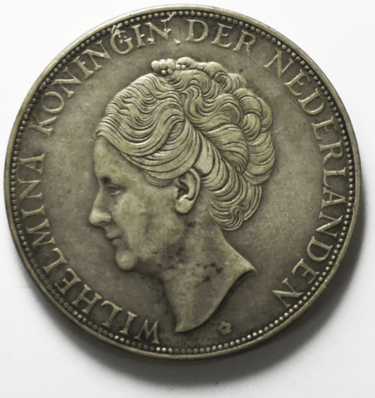 1933 Netherlands 2-1/2 Gulden Silver Coin KM# 165