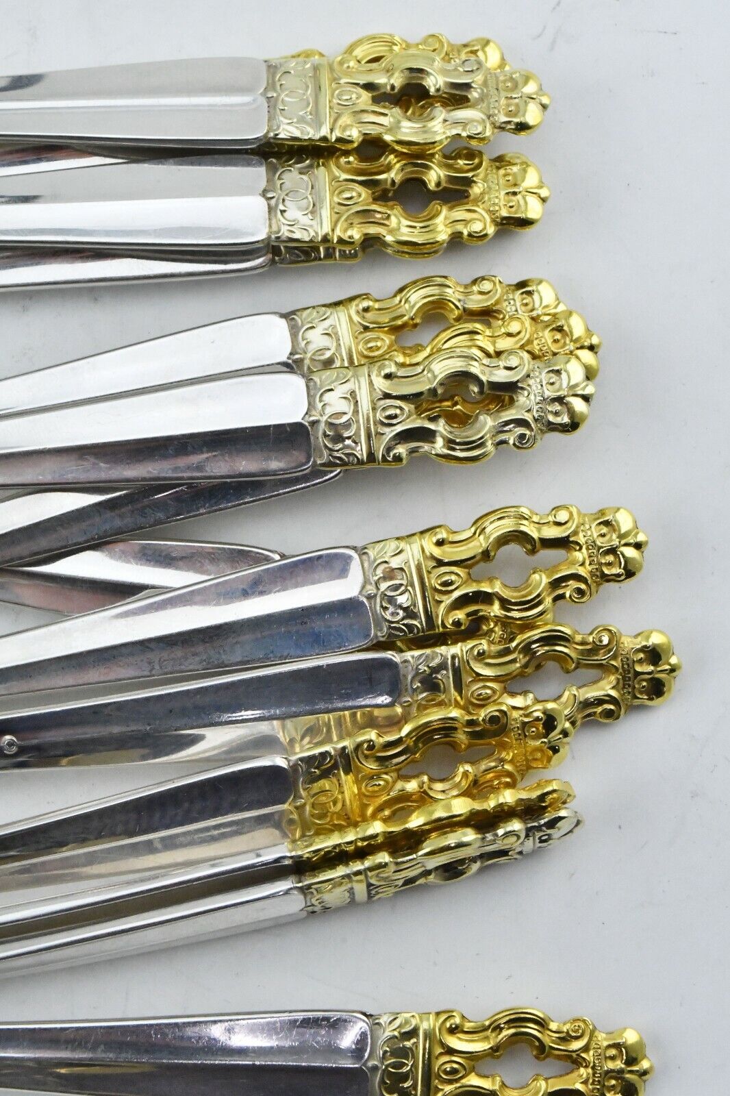 14pc. Hispana-Sovereign "Gold" by Gorham Sterling Solid 7 1/2" Dinner Forks 39oz