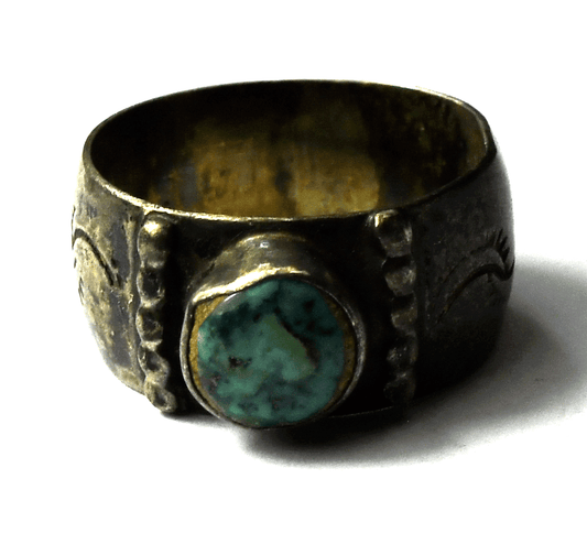 Sterling Silver Round Turquoise Ring 10mm Band Size 7