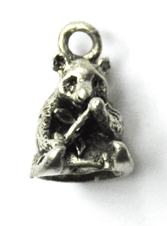 Sterling Silver 3-D Panda Bear Eating Bamboo Microsculture Charm 17mm x 11mm