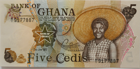 1977 Bank of Ghana 2 Two Cedis Banknote Uncirculated Currency M/1 9177887