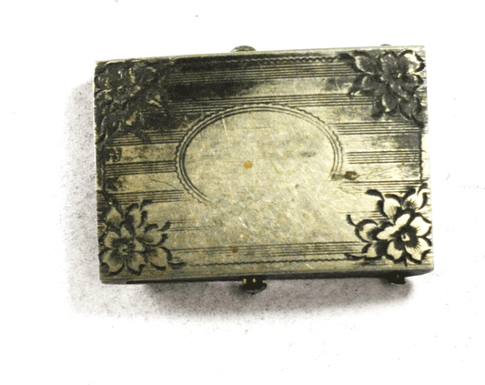 Nickel Silver Striped Flower Corner Belt Buckle Slide Bar 29mm x 41mm