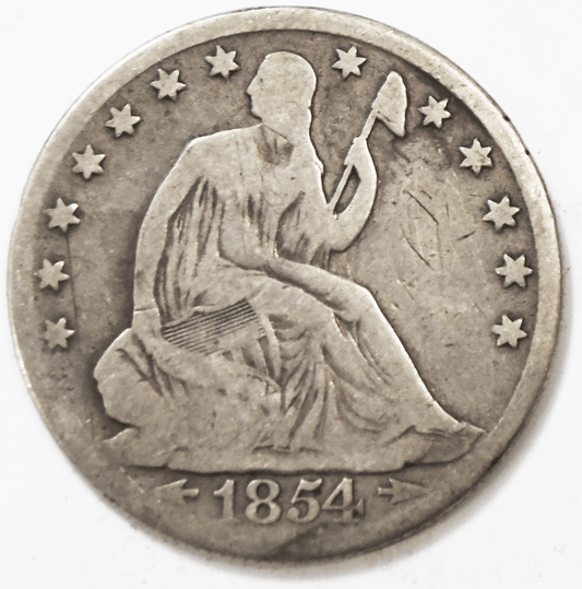1854 O 50c Seated Liberty Silver Half Dollar Fifty Cents New Orleans
