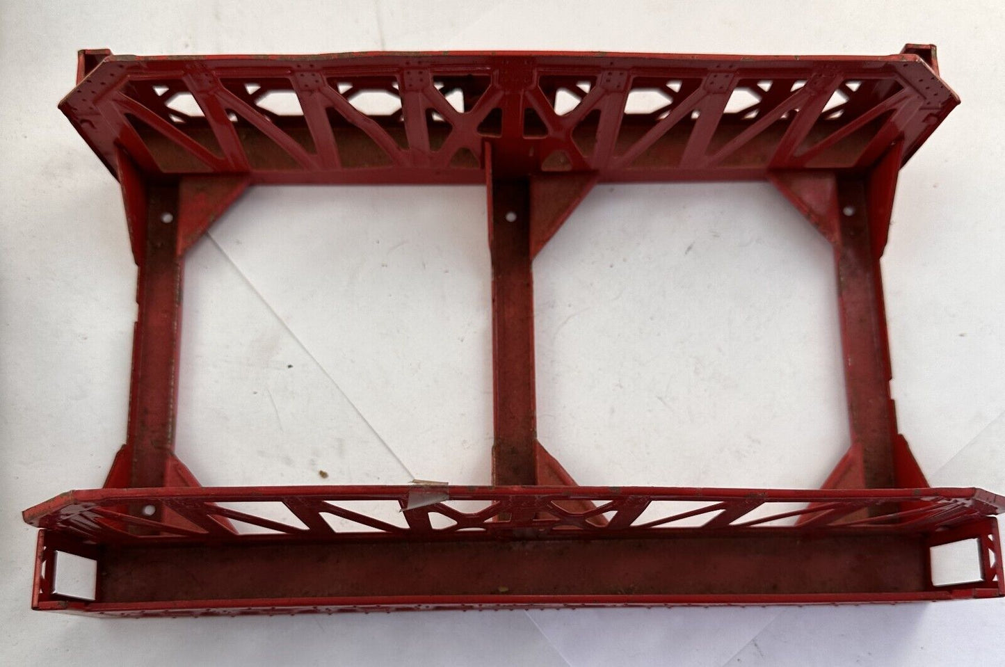 LIONEL PREWAR O-GAUGE 270 SINGLE SPAN ALL METAL RED TRUSS BRIDGE W/NICKEL TRIM