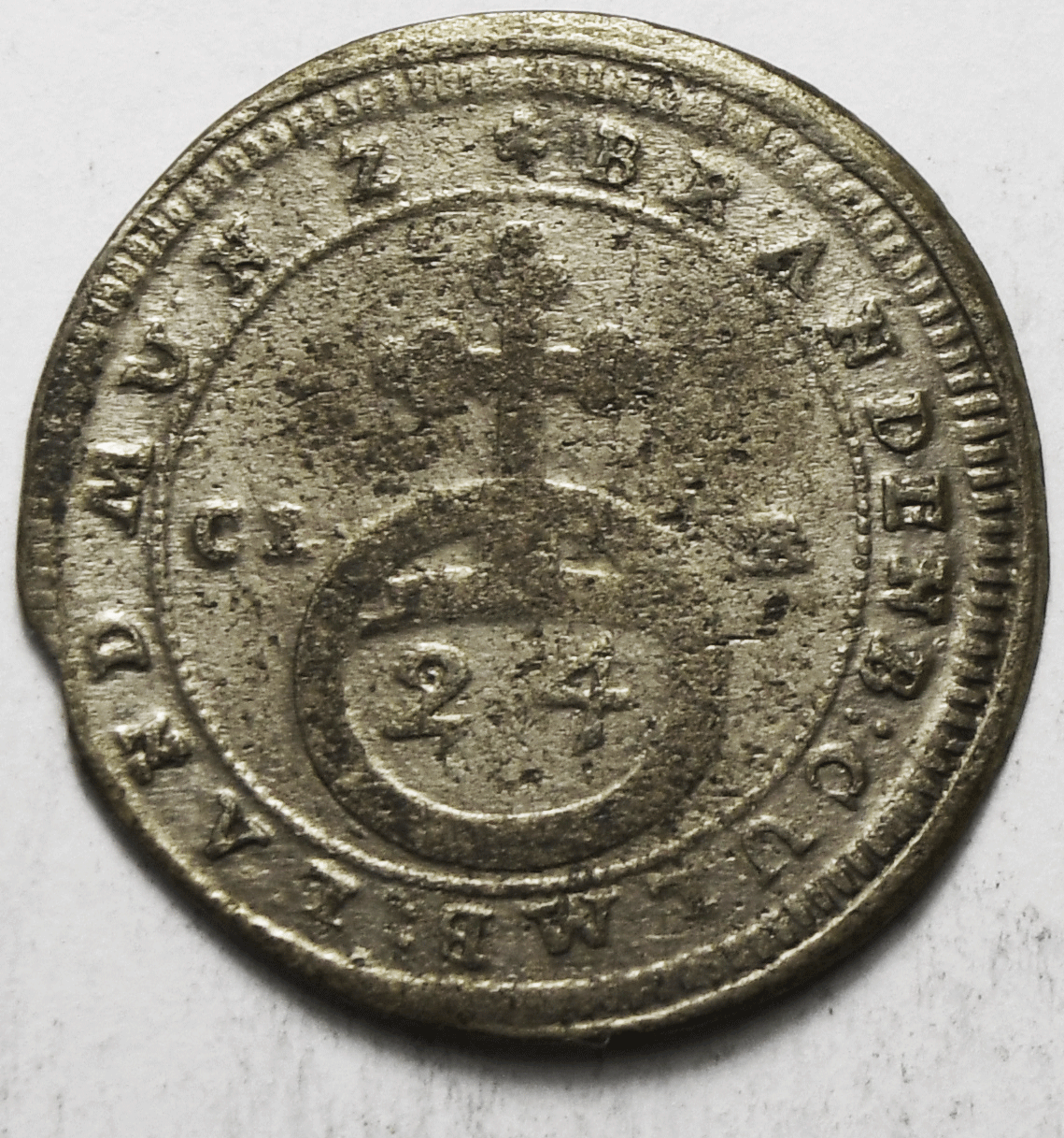 1752 German States Brandenburg Bayreuth 1/24 Thaler KM# 211