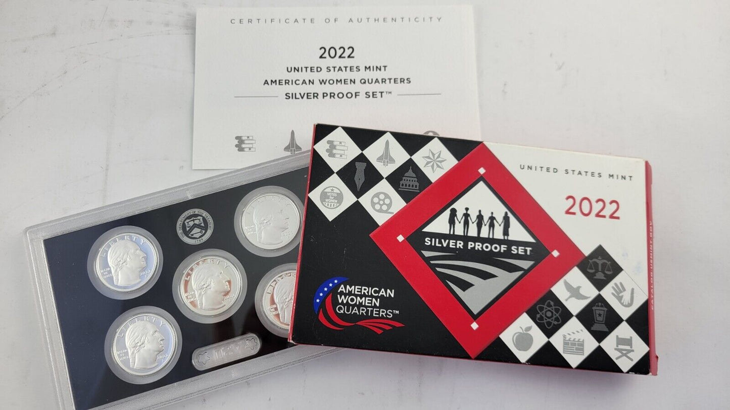 2022 S American Women Quarter 99.9% Silver Proof Set w/ Box & COA 5 Coins