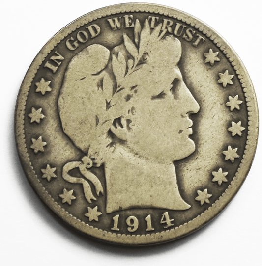1914 50c Barber Silver Half Dollar Fifty Cents US Philadelphia