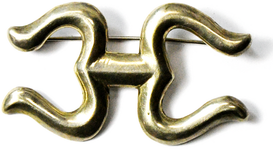 Sterling Silver Sand Cast Bar Scroll Brooch Pin 49mm x 28mm