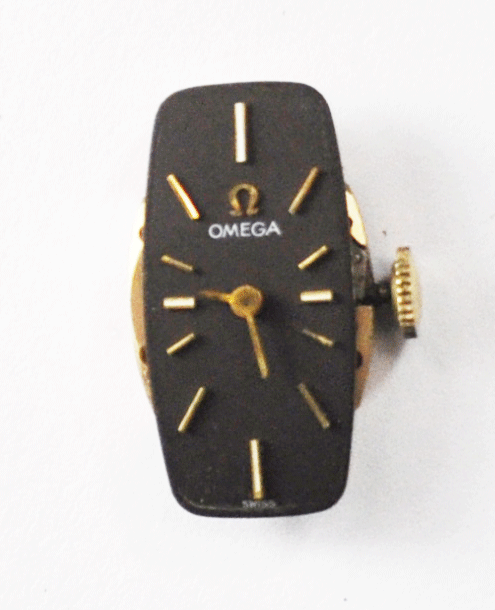 Vintage 14k Solid Gold Omega 485 Manual Wind AA5346 Black Dial Wristwatch 14mm