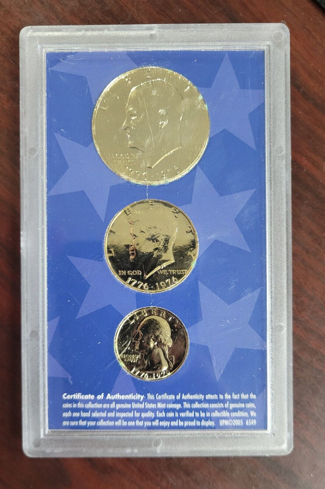 24 Kt. Gold Layered Bicentennial Collection 1776-1976 Dollar, Half, Quarter Set