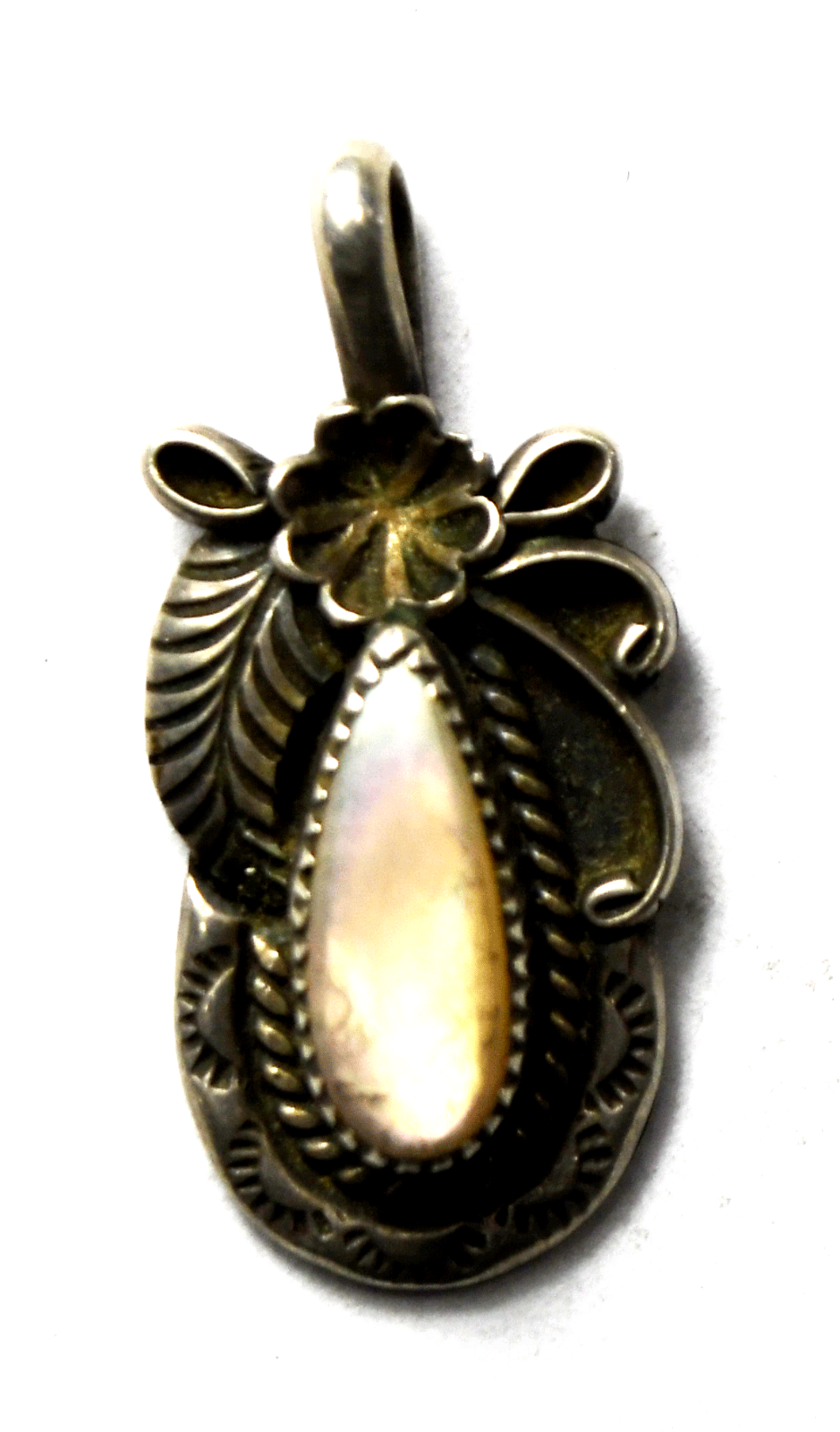 Sterling Silver Cadman MOP Teardrop Pendant 29mm  x 13mm