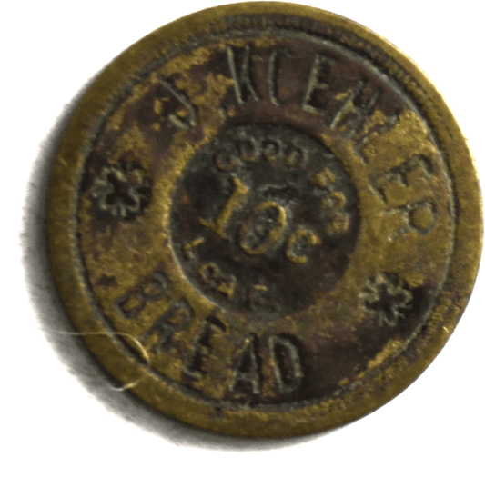 J Koehler 10c Bread Trade Token Grocery St Louis Haskell 23mm